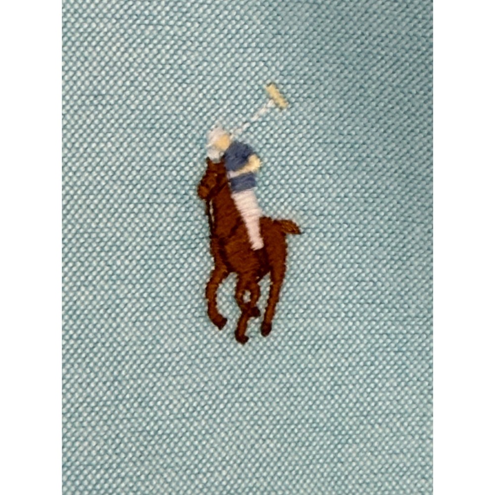 Polo Ralph Lauren Classic Fit Button Down Short Sleeve Shirt Teal Casual Sz XLT - Picture 5 of 7